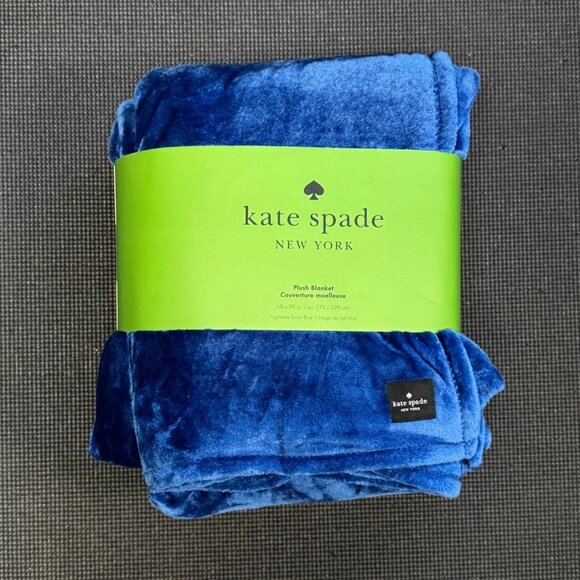 kate spade Other - Kate Spade Oversized Twin Royal Bright Blue Fleece Blanket Throw Comforter Plush